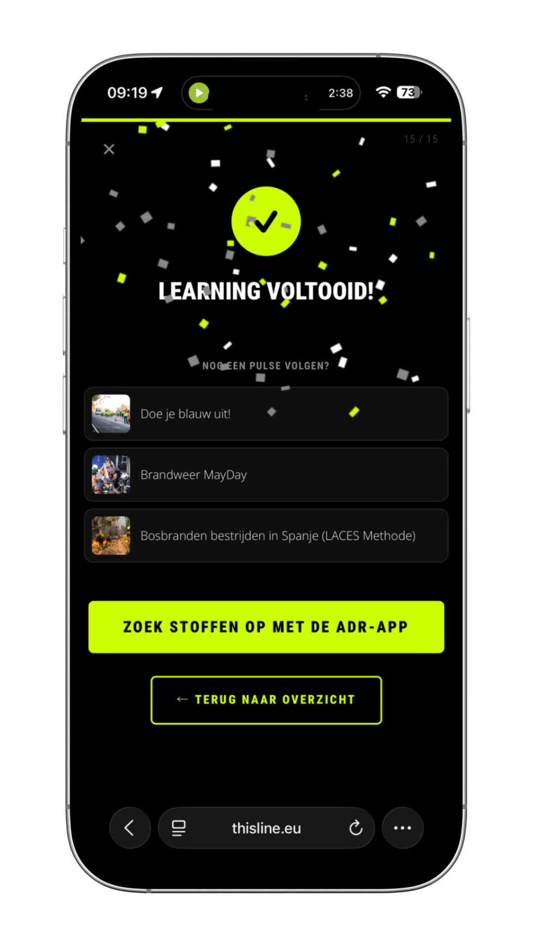 Eindkaart met vervolgstap in een Pulse microlearning