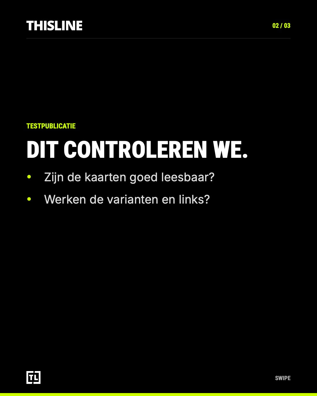 THISLINE-testkaart met twee controlepunten in een lijst.